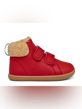 Ten Little Red Kids' Faux-Sherpa Hook & Loop Boots Lightly Worn